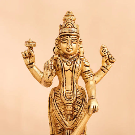 Brass Lord Vishnu Idol (7 Inch)
