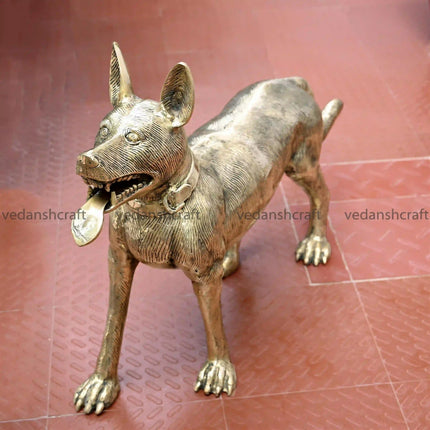 Brass Majestic Dog Figurine (24.5 Inch)
