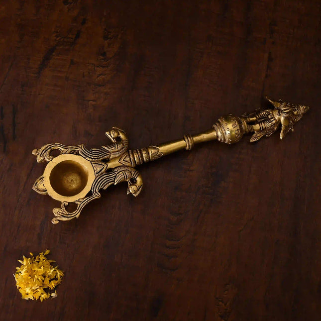 Brass Garuda Ahuti Spoon (10.5 Inch)