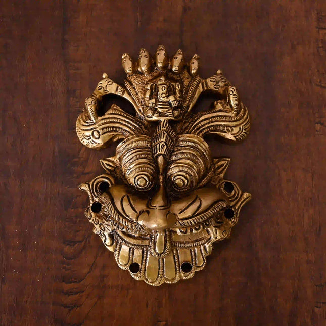 Brass Superfine Yali/kirtimukha Face Wall Hanging (5.5 Inch)