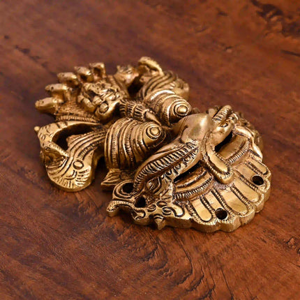 Brass Superfine Yali/kirtimukha Face Wall Hanging (5.5 Inch)