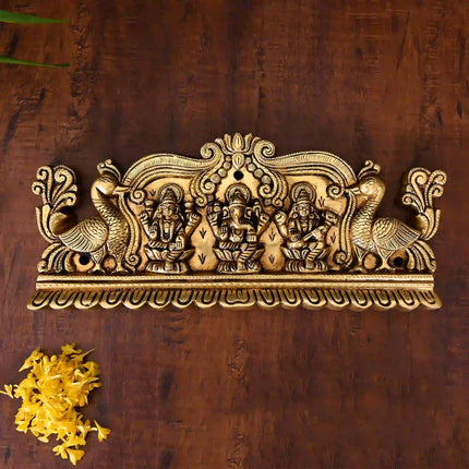 Brass Superfine Lakshmi Ganesha Saraswati Wall Hanging (6 Inch)