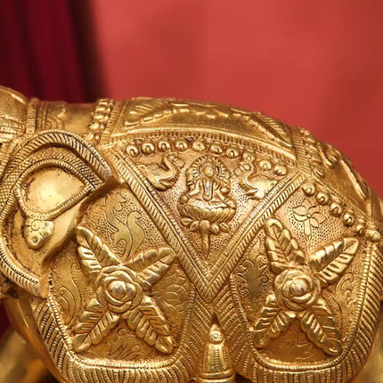 Brass Royal Elephant Statue (13.5 Inch)