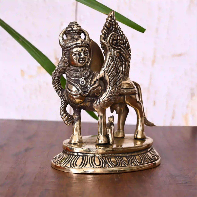 Brass Kamdhenu Cow With Calf Idol
