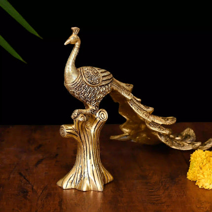 Brass Peacock Figurine (8.2 Inch)