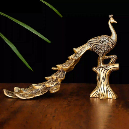 Brass Peacock Figurine (8.2 Inch)