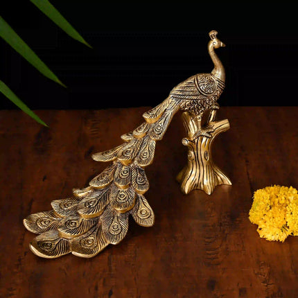 Brass Peacock Figurine (8.2 Inch)
