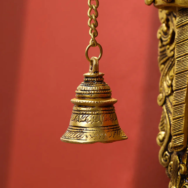 Brass Parrot Wall Hanging With Bell (16 Inch)