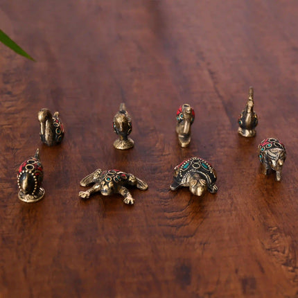 Brass Stone Work Animal Figurine Incense Holder Set