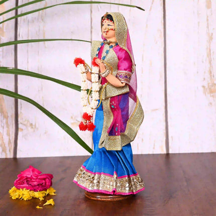 Handmade Rajasthani Bridal Doll In Banarasi Saree (10.5 Inch)