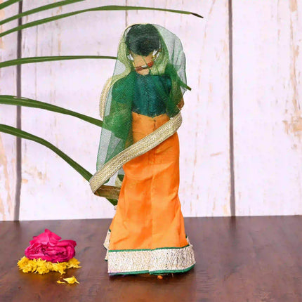 Handmade Rajasthani Bridal Doll In Banarasi Saree (10.5 Inch)