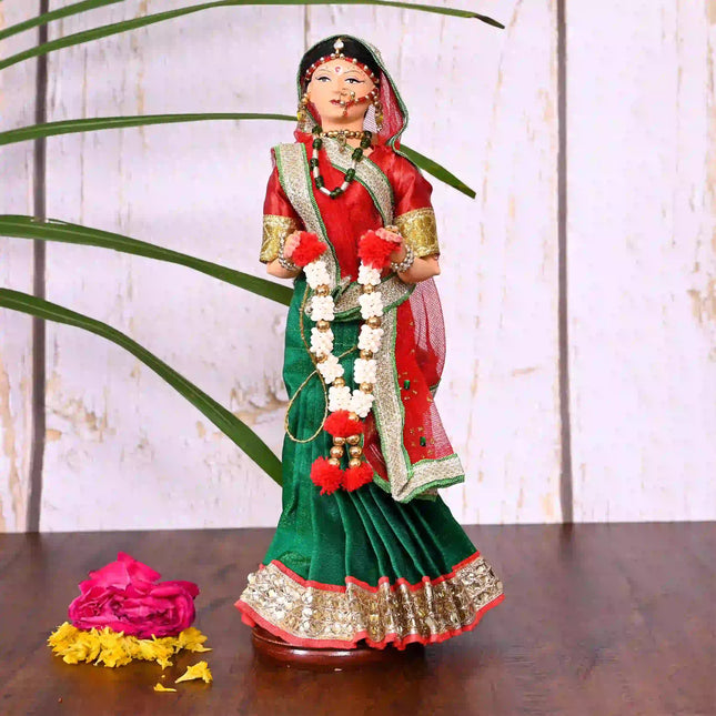 Handmade Rajasthani Bridal Doll In Banarasi Saree (10.5 Inch)