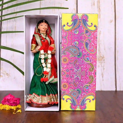 Handmade Rajasthani Bridal Doll In Banarasi Saree (10.5 Inch)