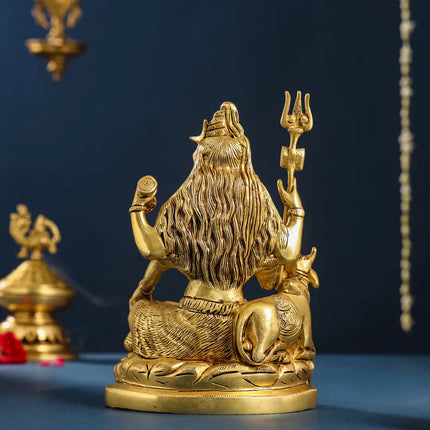Brass Sitting Shiva With Nandi Idol (9.5 Inch)
