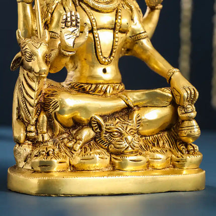 Brass Sitting Shiva With Nandi Idol (9.5 Inch)
