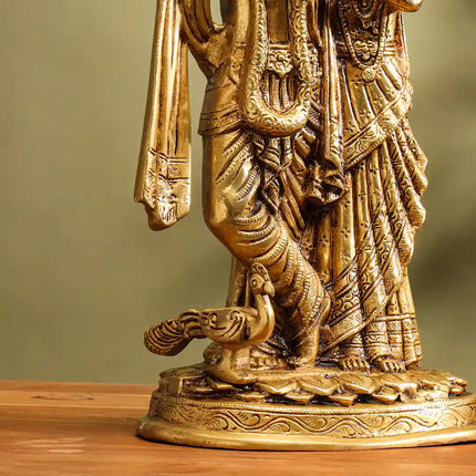 Brass Superfine Standing Radha Krishna Idol (12 Inch)