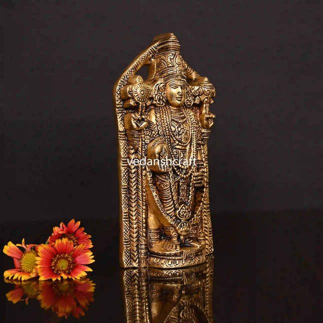 Brass Superfine Tirupati Balaji/Venkateshwar Idol Wall Hanging (7.5 Inch)