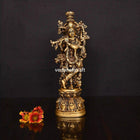 Brass Standing Lord Krishna With Base Idol/Statue (14 Inch)