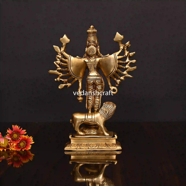 Brass Goddess Standing Mahishasura Mardini Superfine Idol (9.5 Inch)