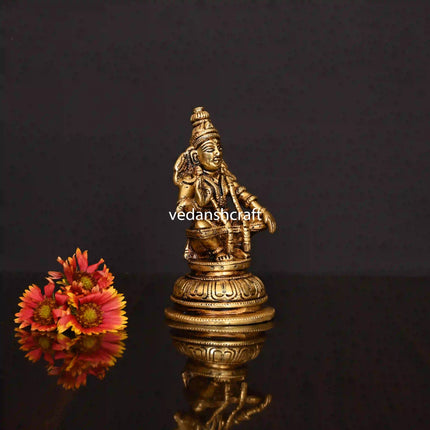 Brass Lord Ayyappa/Ayyappan Idol (5.2 Inch)