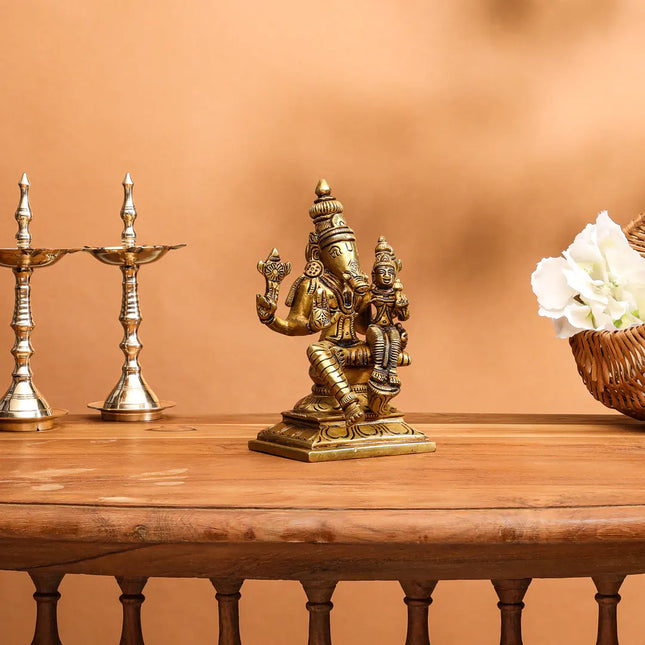 Brass Superfine Sitting Varaha Lakshmi Idol (6 Inch)
