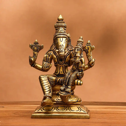 Brass Superfine Sitting Varaha Lakshmi Idol (6 Inch)