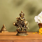 Brass Standing Krishna With Cow Idol (5.5 Inch)
