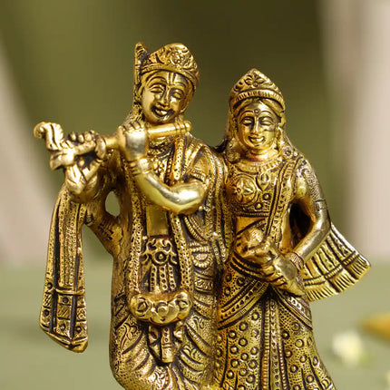 Brass Standing Radha Krishna Idol (7 Inch)