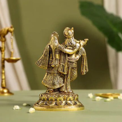 Brass Standing Radha Krishna Idol (7 Inch)