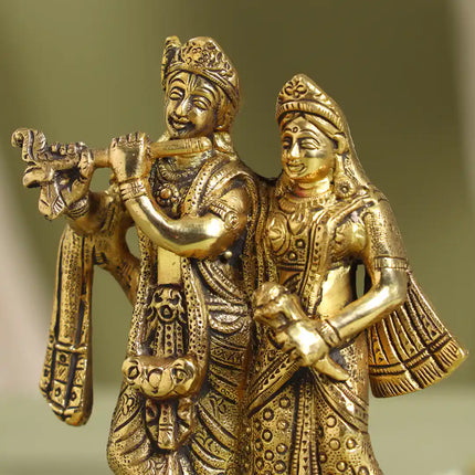 Brass Standing Radha Krishna Idol (7 Inch)