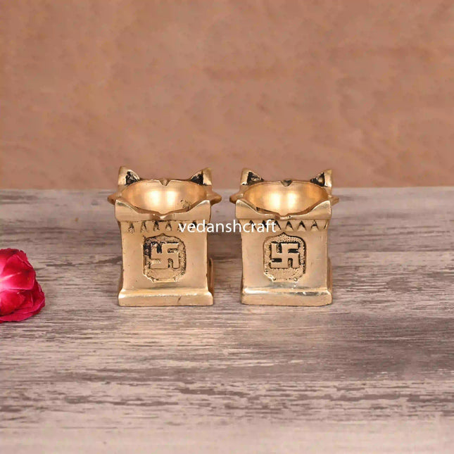 Brass Tulsi Diya Pair (1.9 Inch)