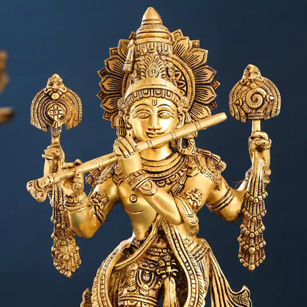 Brass Standing Krishna Statue (19.5 Inch)