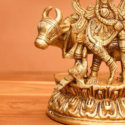 Brass Standing Krishna With Cow Idol (7 Inch)