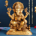 Brass Superfine Lord Sitting Ganesha Idol (17.5 Inch)