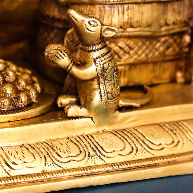 Brass Superfine Lord Sitting Ganesha Idol (17.5 Inch)