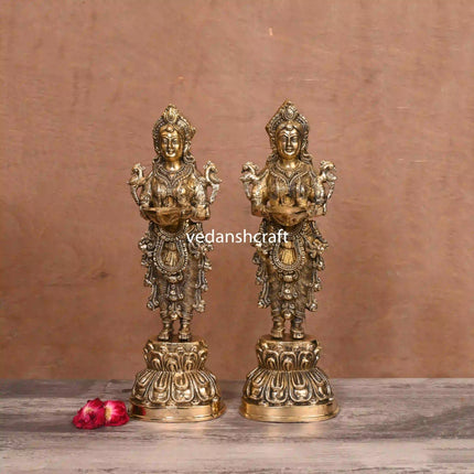 Brass Standing Deep Lakshmi Pair (15 Inch)