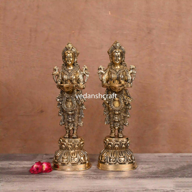 Brass Standing Deep Lakshmi Pair (15 Inch)
