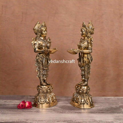 Brass Standing Deep Lakshmi Pair (15 Inch)