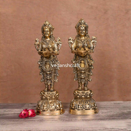 Brass Standing Deep Lakshmi Pair (15 Inch)