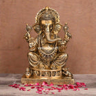 Brass Lord Sitting Ganesha Idol (14