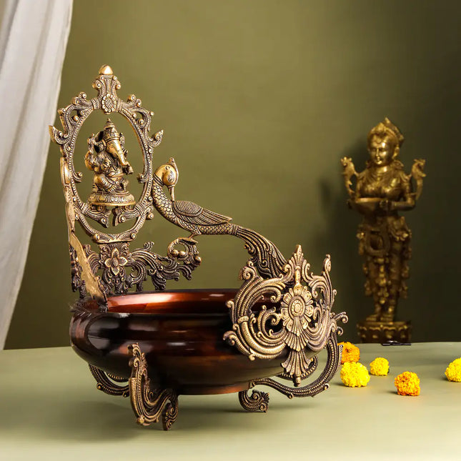 Brass Traditional Ganesha Urli/Floater (19 Inch)