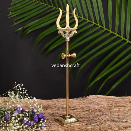 Brass Shiva'S Damru Trishul (10 Inch)