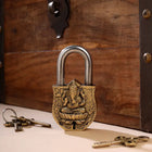 Brass Ganesha Door Lock With Three Brass Keys (4.5 Inch)