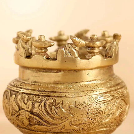 Brass Ganga Kalash with Stand – 4.5 Inch | Sacred Puja Vessel