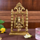 Brass Sitting Ganesha On Swing/Jhula (7.5 Inch)