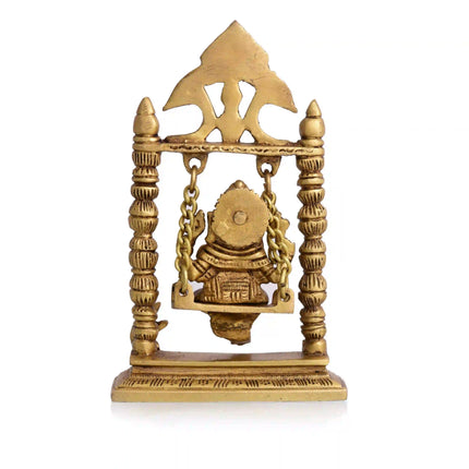 Brass Sitting Ganesha On Swing/Jhula (7.5 Inch)