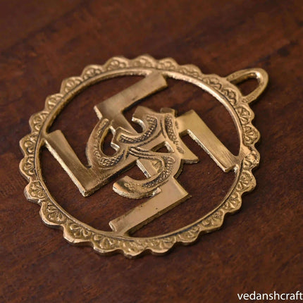 Brass Swastik Om Wall Hanging