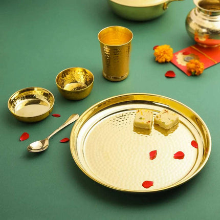 Brass Hammered Thali (11 Inch)