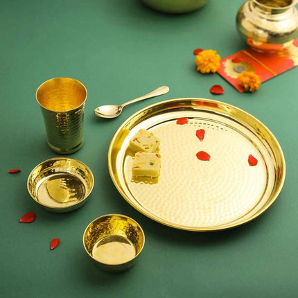 Brass Hammered Thali (11 Inch)