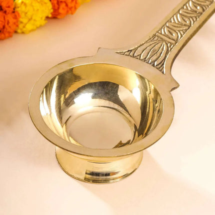 Brass Dhoop Aarti Spoon (11 Inch)